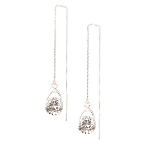 Hanging Crystal Threaded Dangling Earrings - Picture 1 of 4